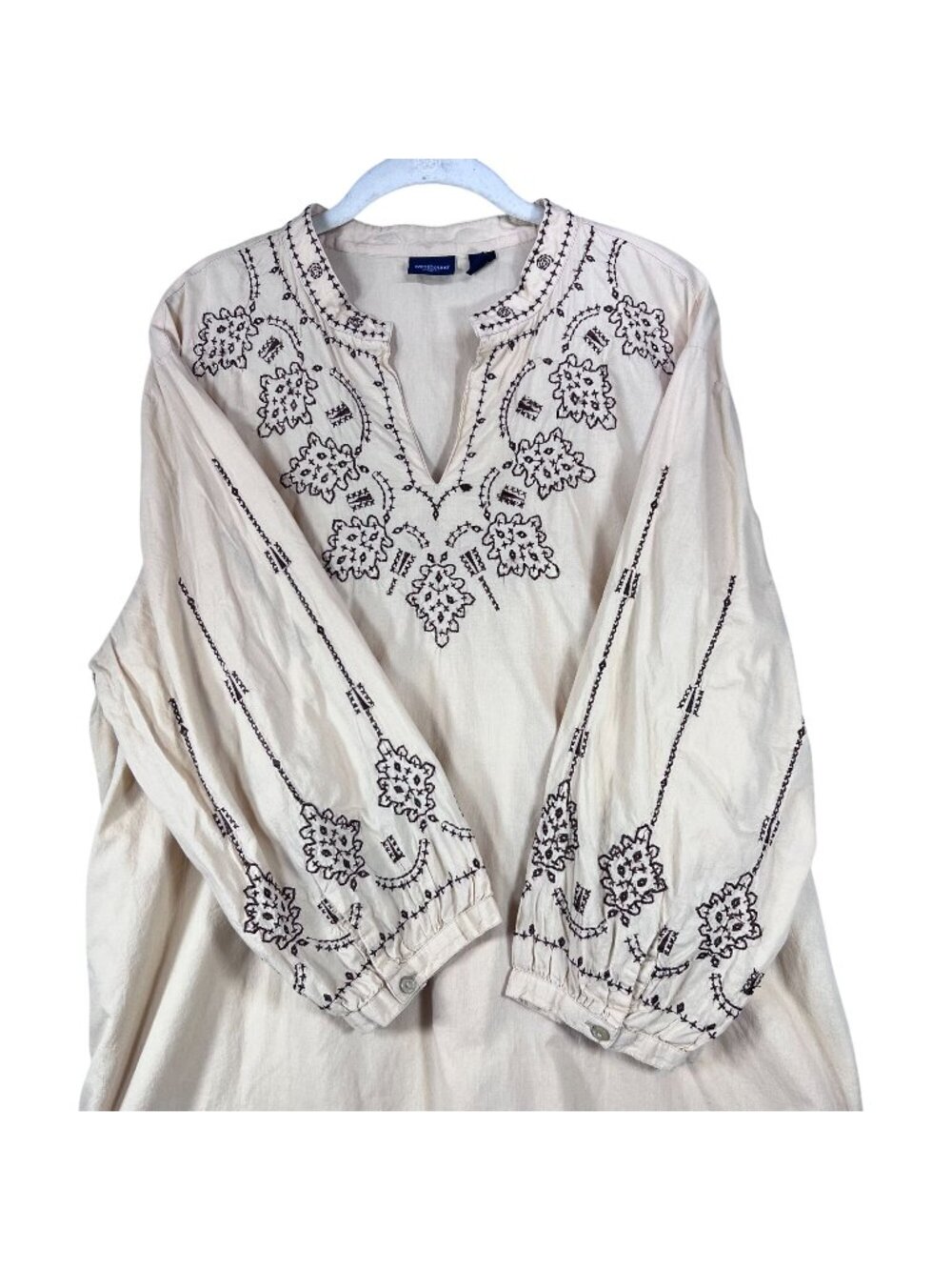 Westbound Embroidered Yellow Tunic Top 3X Boho Hippie Festival Flowy Shirt